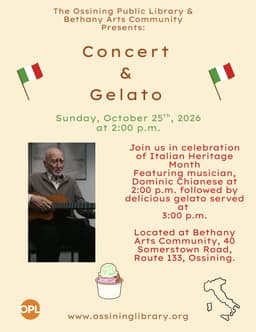 Italian American Heritage Month Concert & Gelato – Ossining Public Library